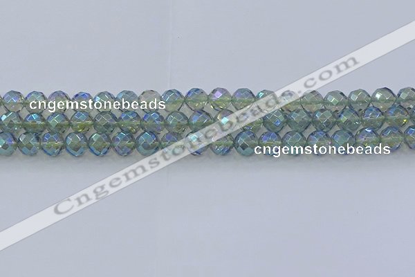 CNC628 15.5 inches 8mm faceted round plated natural white crystal beads