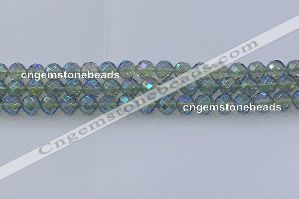 CNC629 15.5 inches 10mm faceted round plated natural white crystal beads