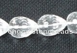 CNC63 15*20mm faceted teardrop grade A natural white crystal beads