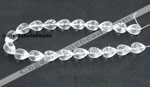 CNC63 15*20mm faceted teardrop grade A natural white crystal beads