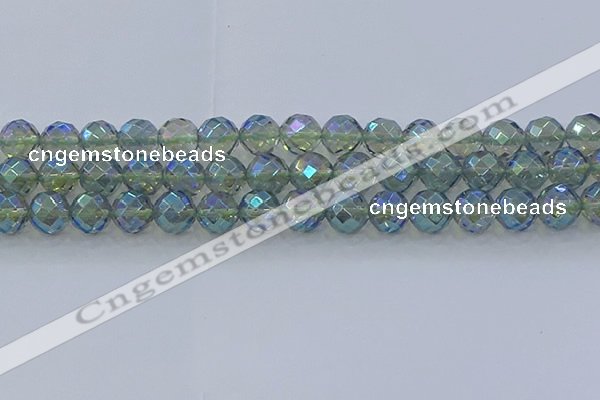 CNC630 15.5 inches 12mm faceted round plated natural white crystal beads