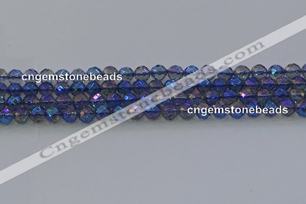 CNC633 15.5 inches 6mm faceted round plated natural white crystal beads