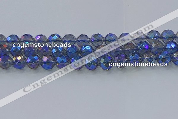 CNC637 15.5 inches 14mm faceted round plated natural white crystal beads