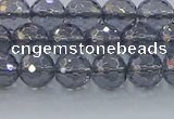 CNC639 15.5 inches 6mm faceted round plated natural white crystal beads