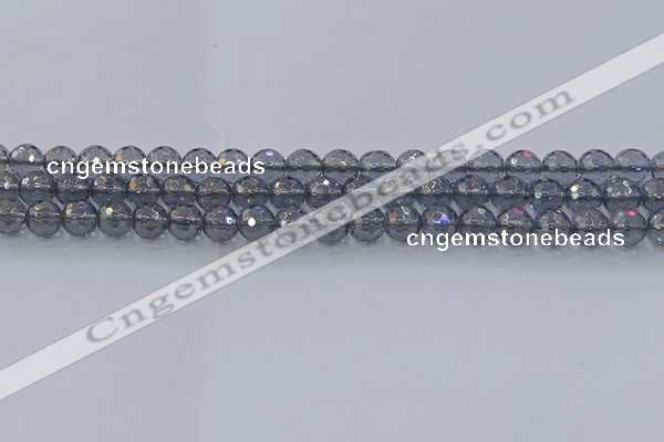 CNC639 15.5 inches 6mm faceted round plated natural white crystal beads