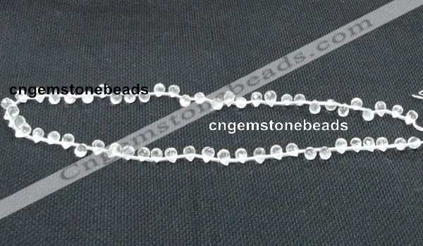 CNC64 5*7mm faceted teardrop grade A natural white crystal beads