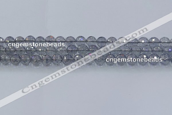 CNC640 15.5 inches 8mm faceted round plated natural white crystal beads