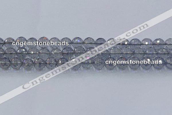 CNC641 15.5 inches 10mm faceted round plated natural white crystal beads