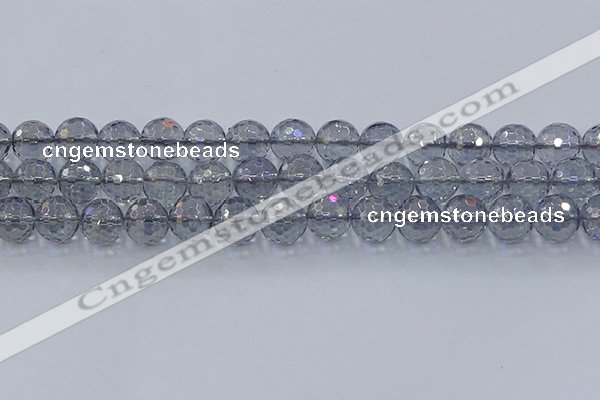 CNC642 15.5 inches 12mm faceted round plated natural white crystal beads