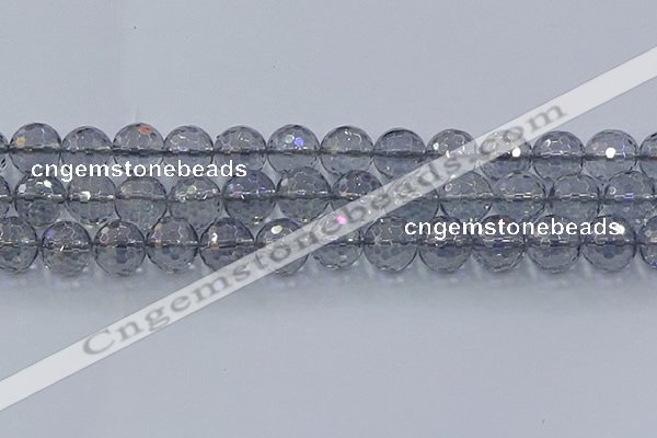 CNC643 15.5 inches 14mm faceted round plated natural white crystal beads