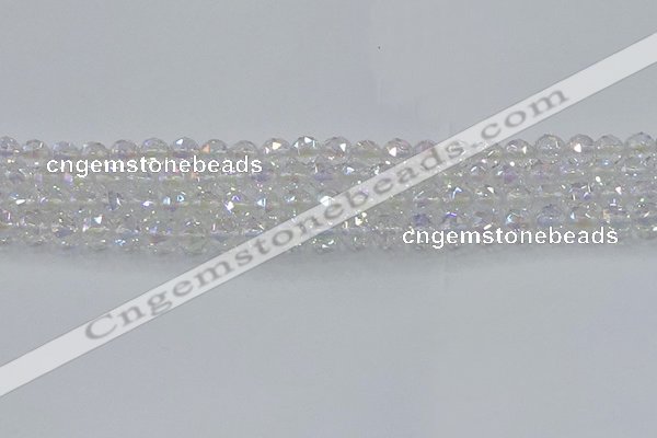 CNC645 15.5 inches 6mm faceted round plated natural white crystal beads