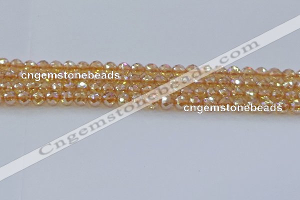 CNC651 15.5 inches 6mm faceted round plated natural white crystal beads