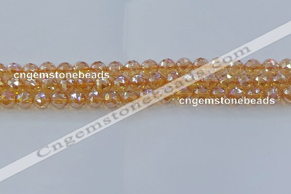 CNC652 15.5 inches 8mm faceted round plated natural white crystal beads