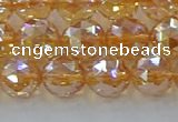 CNC653 15.5 inches 10mm faceted round plated natural white crystal beads