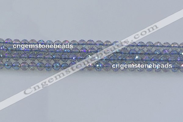 CNC657 15.5 inches 6mm faceted round plated natural white crystal beads