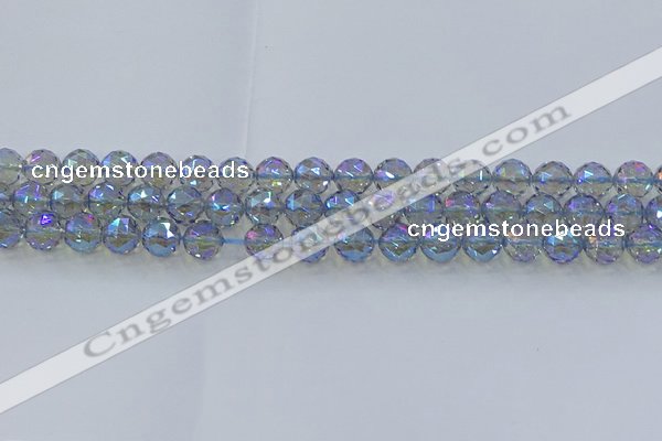 CNC658 15.5 inches 8mm faceted round plated natural white crystal beads