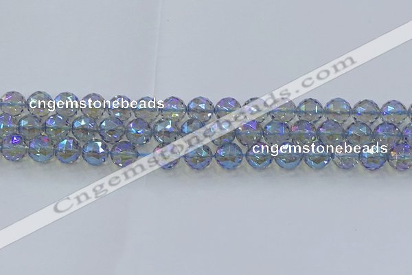 CNC659 15.5 inches 10mm faceted round plated natural white crystal beads