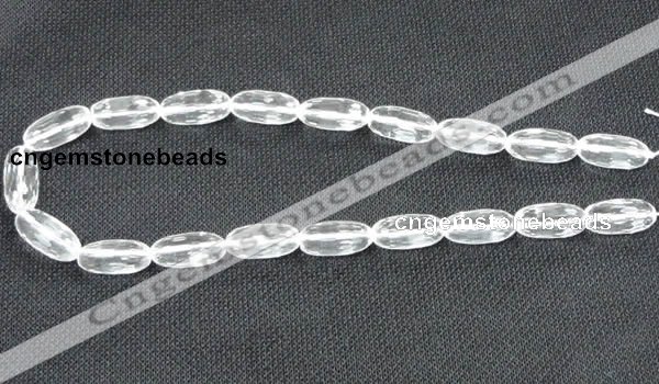 CNC66 10*20mm faceted rice grade A natural white crystal beads