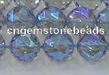 CNC660 15.5 inches 12mm faceted round plated natural white crystal beads