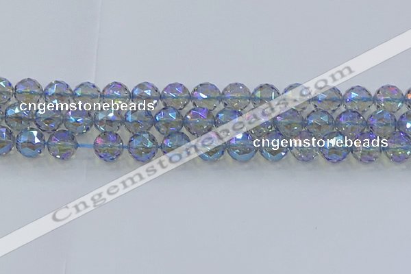 CNC660 15.5 inches 12mm faceted round plated natural white crystal beads