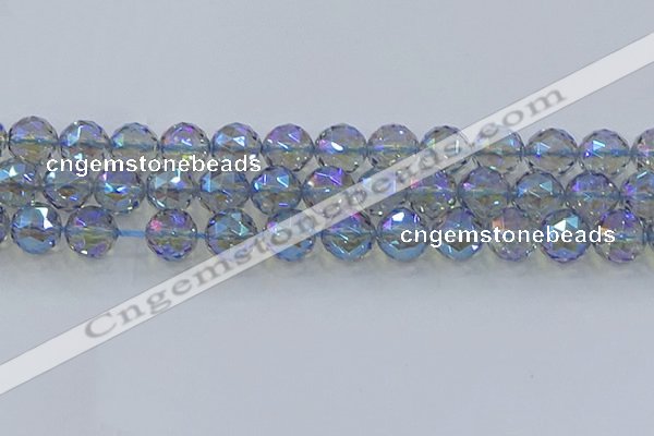 CNC661 15.5 inches 14mm faceted round plated natural white crystal beads