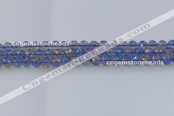 CNC664 15.5 inches 8mm faceted round plated natural white crystal beads