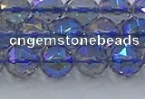 CNC665 15.5 inches 10mm faceted round plated natural white crystal beads