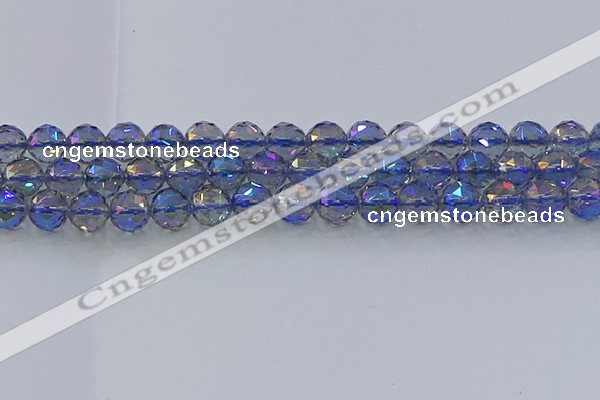 CNC666 15.5 inches 12mm faceted round plated natural white crystal beads