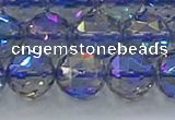 CNC667 15.5 inches 14mm faceted round plated natural white crystal beads