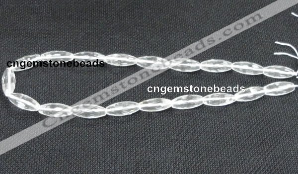 CNC67 8*20mm faceted rice grade A natural white crystal beads