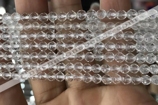 CNC701 15.5 inches 4mm faceted round white crystal beads