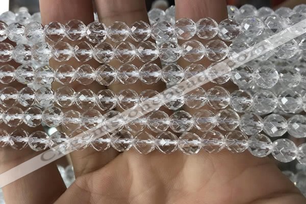 CNC702 15.5 inches 6mm faceted round white crystal beads