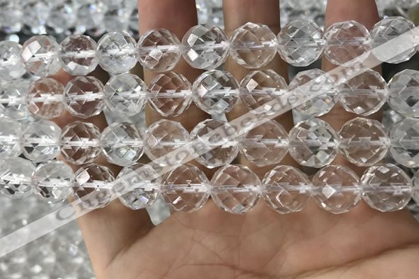 CNC707 15.5 inches 16mm faceted round white crystal beads