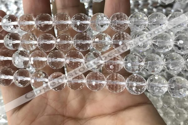 CNC715 15.5 inches 12mm faceted round white crystal beads