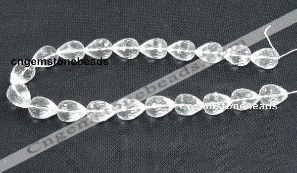 CNC74 8*12mm faceted teardrop grade A natural white crystal beads