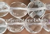 CNC744 15.5 inches 8mm faceted coin white crystal beads