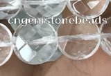 CNC745 15.5 inches 10mm faceted coin white crystal beads