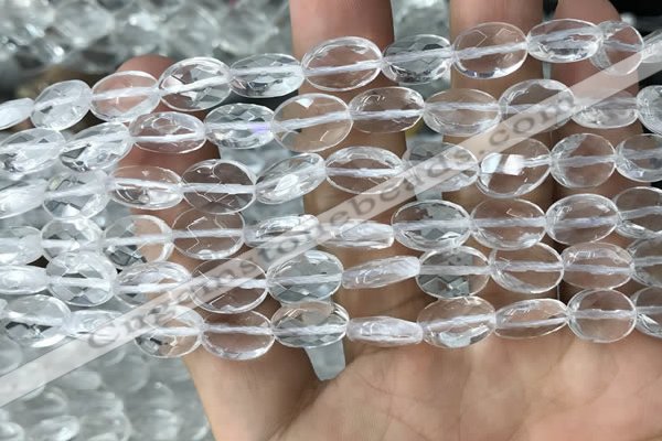 CNC762 15.5 inches 8*12mm faceted oval white crystal beads