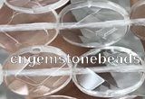 CNC763 15.5 inches 10*14mm faceted oval white crystal beads