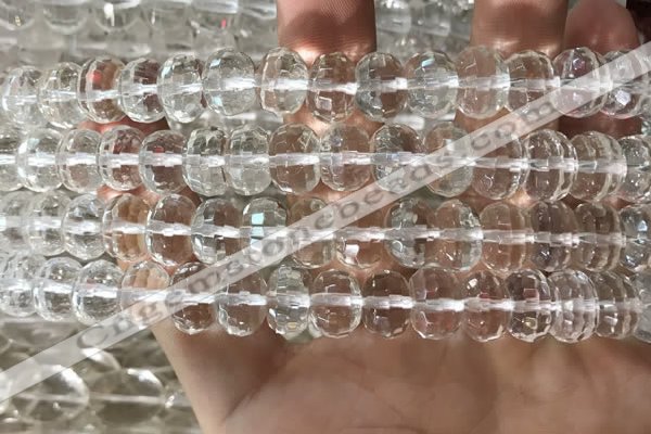 CNC800 15.5 inches 7*11mm faceted rondelle white crystal beads