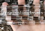 CNC829 8*12mm faceted rectangle white crystal & smoky quartz beads