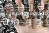 CNC832 12*16mm - 15*20mm freefrom white crystal & smoky quartz beads