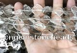 CNC834 14*14mm twisted diamond white crystal & smoky quartz beads