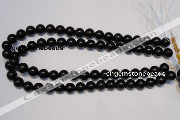 CNE03 15.5 inches 8mm round black stone needle beads wholesale