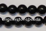 CNE07 15.5 inches 16mm round black stone needle beads wholesale