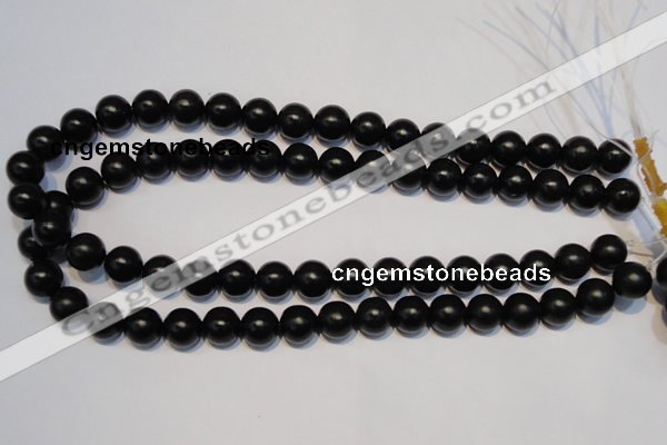CNE07 15.5 inches 16mm round black stone needle beads wholesale