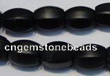 CNE16 15.5 inches 12*16mm drum black stone needle beads wholesale