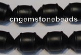 CNE17 15.5 inches 12*16mm barrel black stone needle beads wholesale