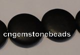 CNE19 15.5 inches 20mm flat round black stone needle beads wholesale