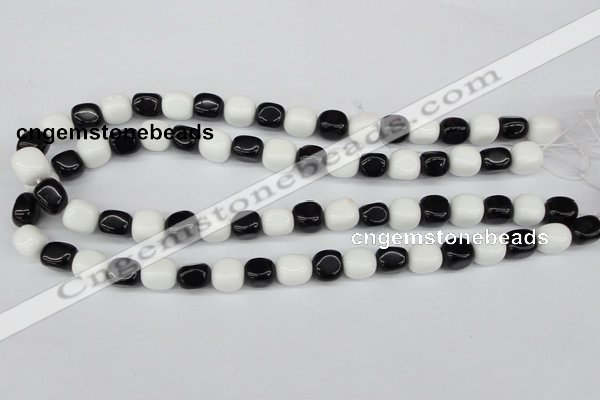 CNG02 15.5 inches 9*12mm nuggets black & white agate beads